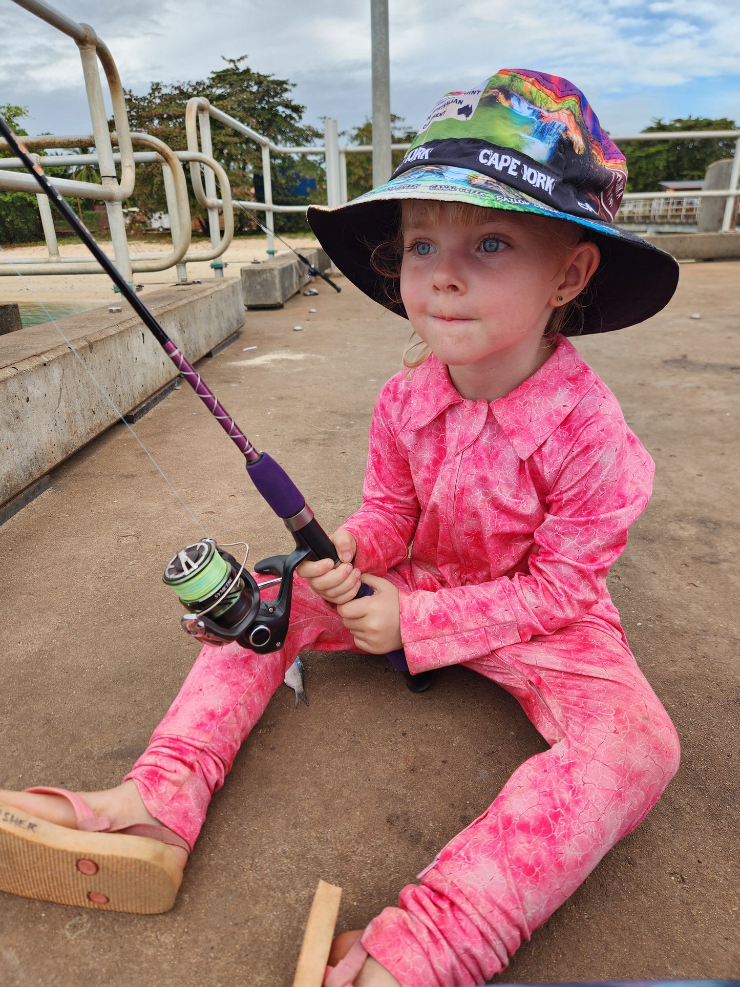 Fishing & Outdoor Romper - Pink Lagoon